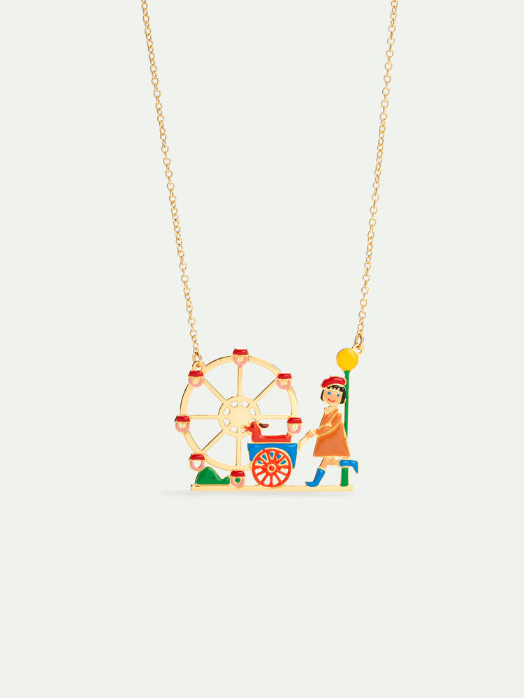 N2 Little Girl and Dachshund at the Funfair Statement Necklace