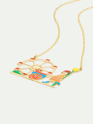 N2 Little Girl and Dachshund at the Funfair Statement Necklace