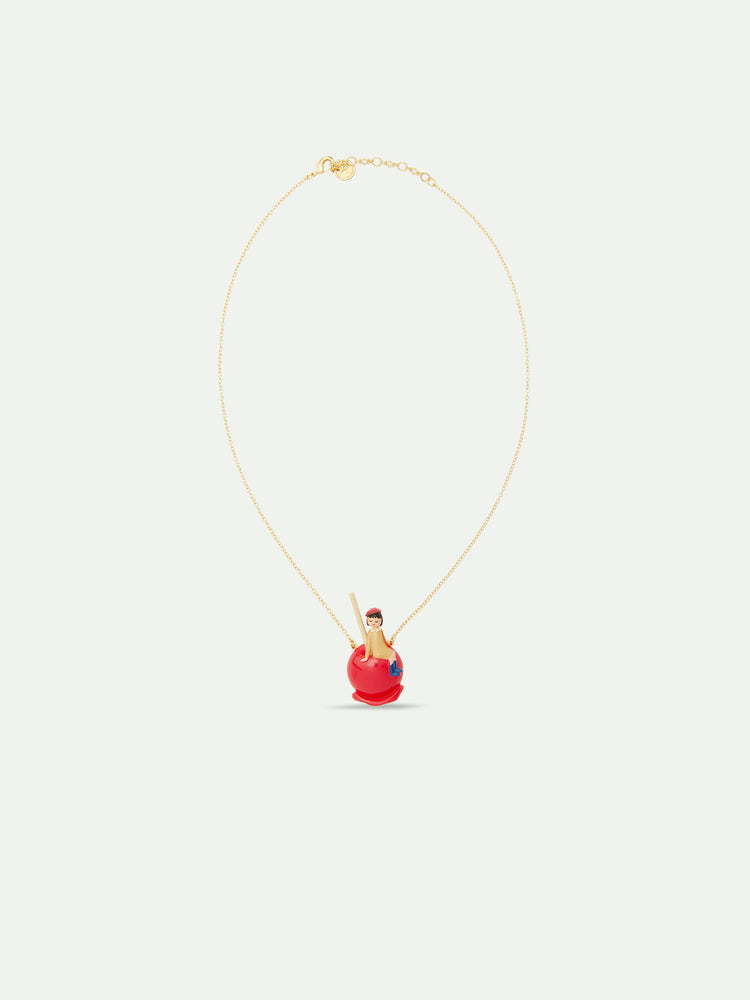 N2 Little Girl on a Candy Apple Pendant Necklace