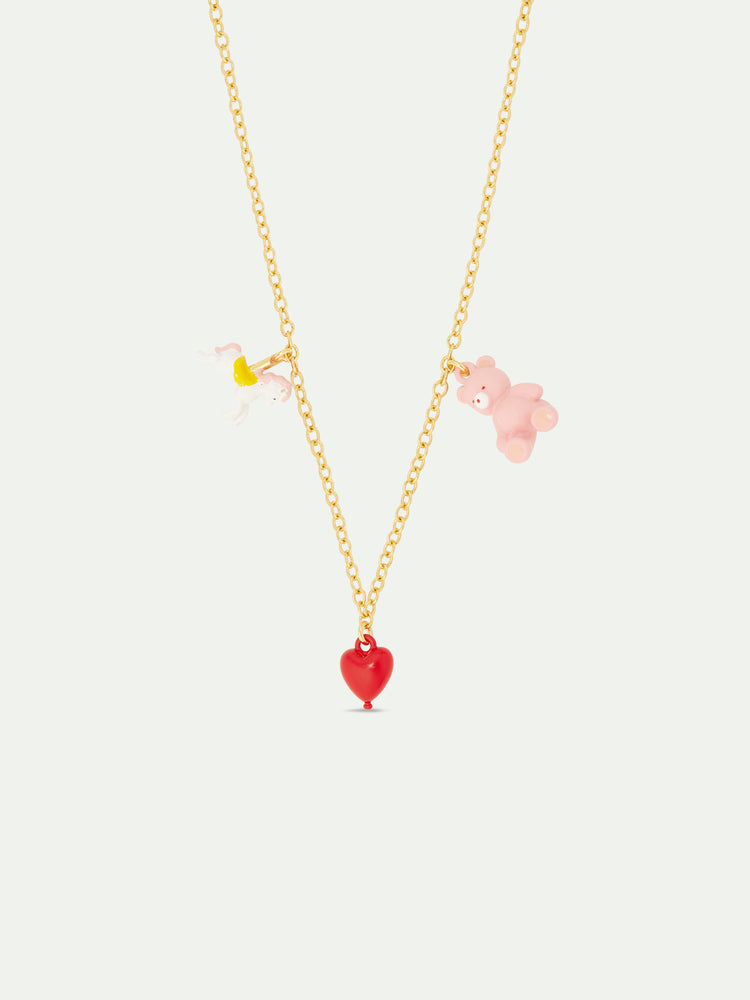 N2 Horse, Heart and Teddy Bear Thin Necklace