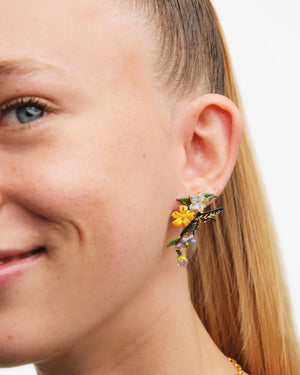 Butterfly, Flower and Hanging Pearl Clip-On Earrings