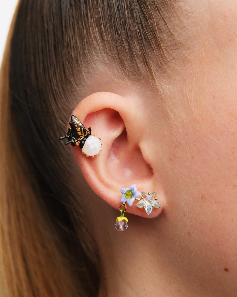 Butterfly and Faceted Glass Post Earrings