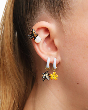 Butterfly and Faceted Glass Post Earrings