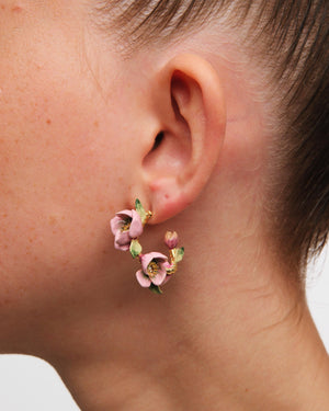 Christmas Rose and Hellebore Flower Post Hoop Earrings