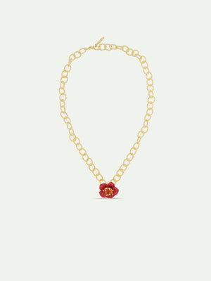 Red Hellebore Flower Pendant Necklace