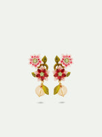 Passion Flower and Glass Bead Post Earrings