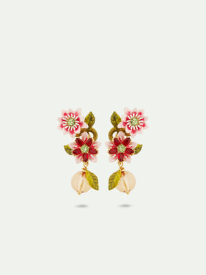 Passion Flower and Glass Bead Post Earrings