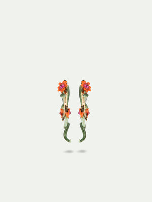 Green Snake and Dahlia Flower Post Earrings