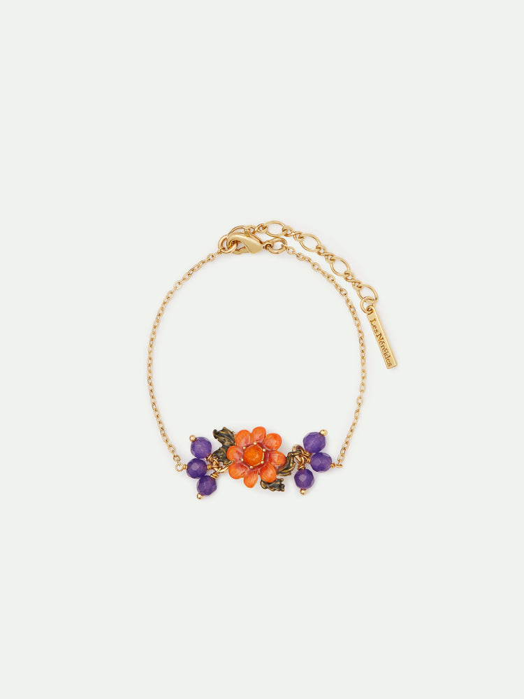 Flower and Glass Beads Fine Bracelet