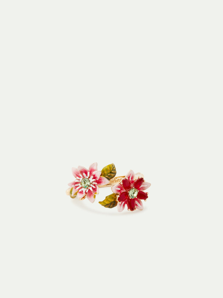 Passion Flower and Glass Flower Adjustable Ring