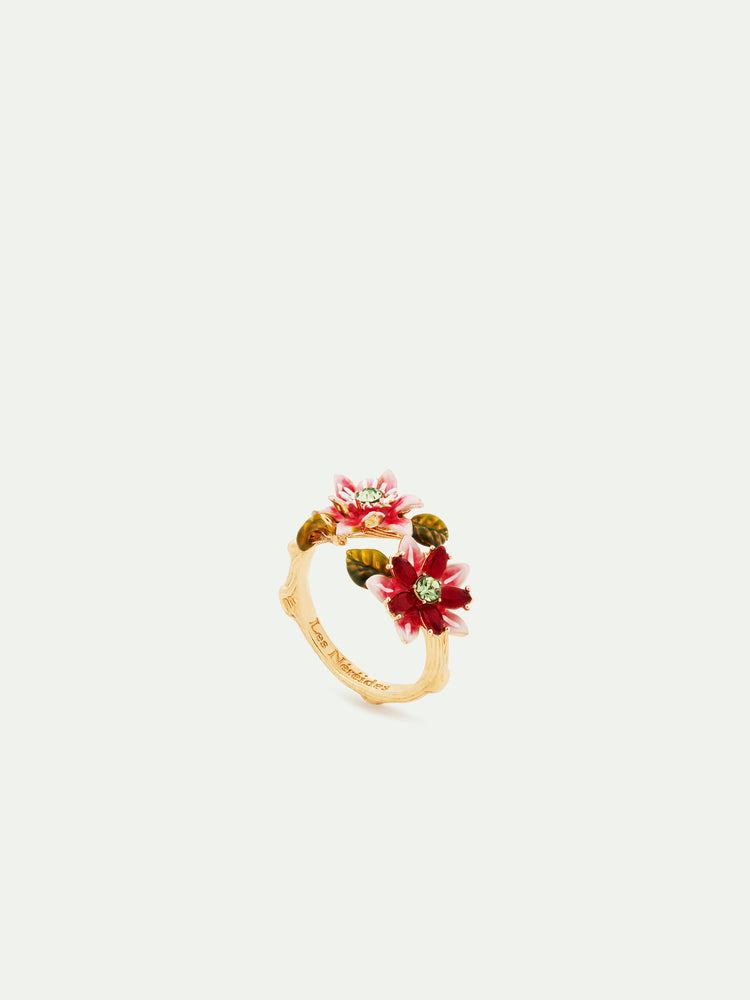 Passion Flower and Glass Flower Adjustable Ring