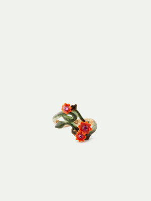 Snake and Orange Flowers Cocktail Ring