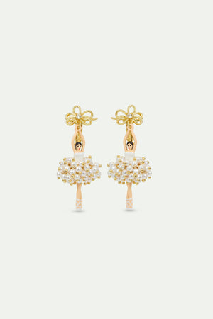 White and Gold Ballerina Clip-On Earrings