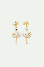 White and Gold Ballerina Post Earrings