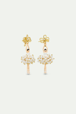 White and Gold Ballerina Post Earrings