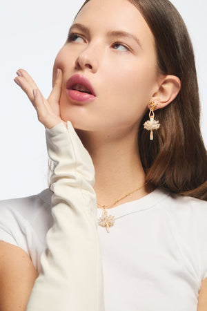 White and Gold Ballerina Post Earrings