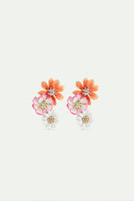 Daisy and Zinnia Flower Post Earrings