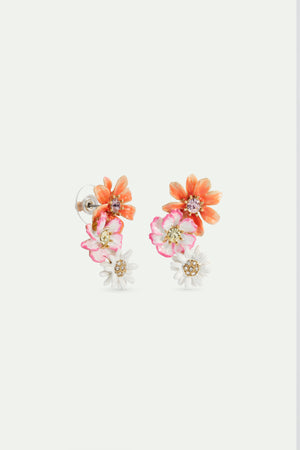 Daisy and Zinnia Flower Post Earrings