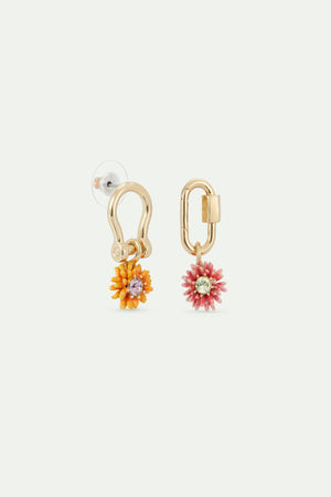 Carabiner and Flower Post Earrings