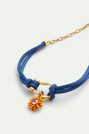 Carabiner and Little Flower Blue Bracelet