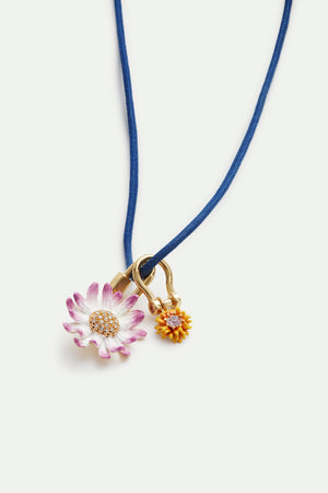 Carabiner and Flower Blue Necklace