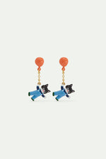 N2 Black Cat and Balloon Dangle Post Earrings