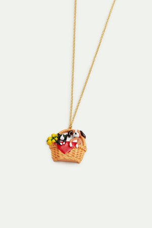 N2 Wicker Basket, Cat and Dog Pendant Necklace