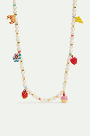 N2 Croissant, Flower, Fruits, Pastry and Cheese Charm Necklace