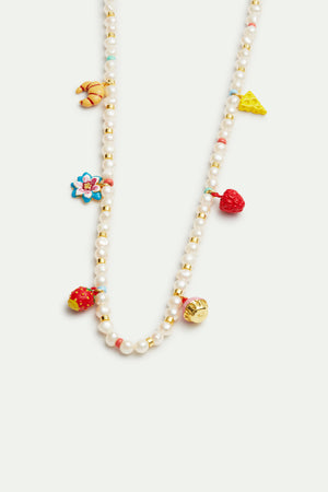 N2 Croissant, Flower, Fruits, Pastry and Cheese Charm Necklace