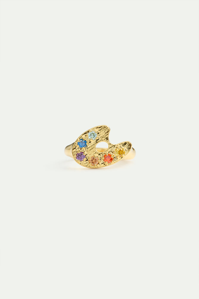 Golden Paint Palette Cocktail Ring