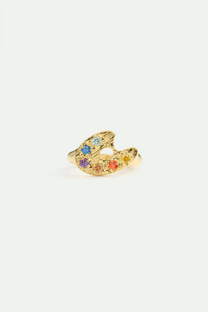 Golden Paint Palette Cocktail Ring