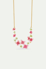 Pink and White Hydrangea Flowers Statement Necklace