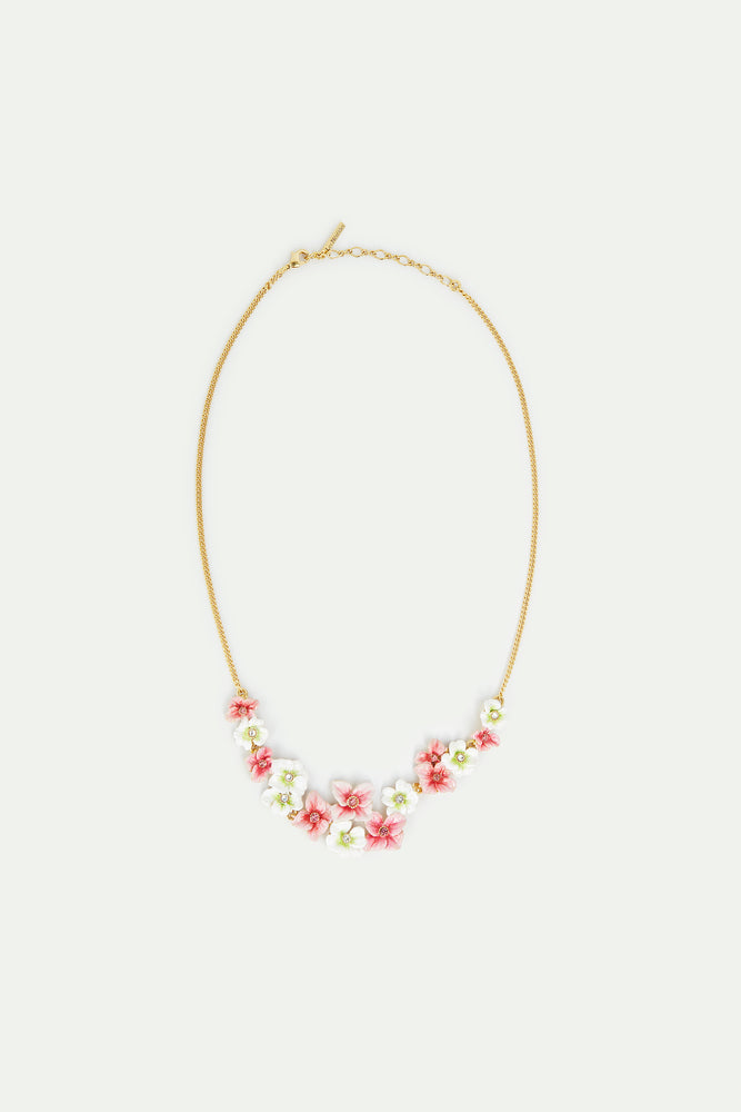 Pink and White Hydrangea Flowers Statement Necklace