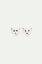 Les  Néréides Loves Animals - White Cat Head Post Earrings