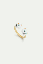 Les Néréides Loves Animals - White Cats Adjustable Ring