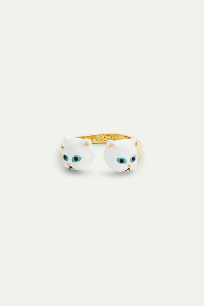 Les Néréides Loves Animals - White Cats Adjustable Ring