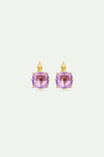 Lavender Diamantine Square Stone Sleeper Earrings