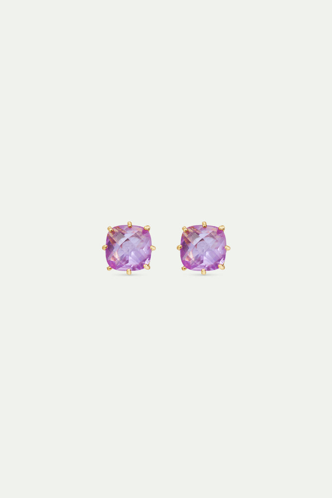 Lavender Diamantine Square Stone Post Earrings