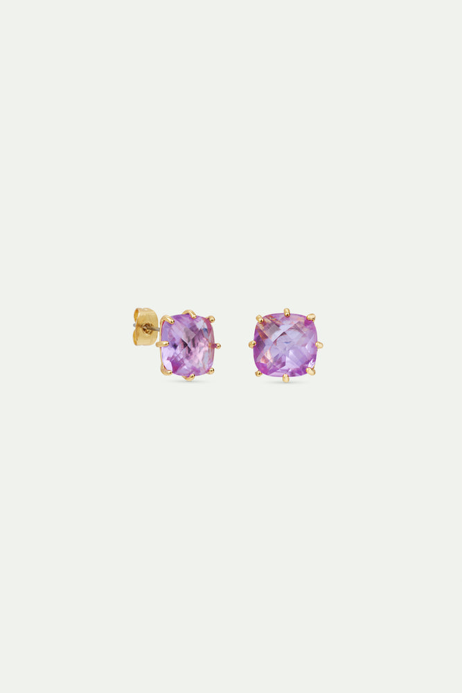 Lavender Diamantine Square Stone Post Earrings