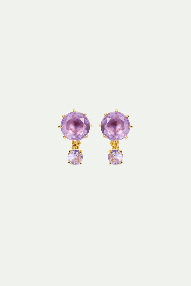 Lavender Diamantine Two Stone Clip-On Earrings