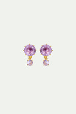 Lavender Diamantine Two Stone Clip-On Earrings