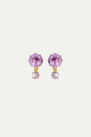 Lavender Diamantine Two Stone Clip-On Earrings