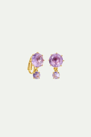 Lavender Diamantine Two Stone Clip-On Earrings