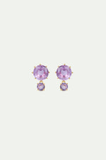 Lavender Diamantine Two Stone Post Earrings