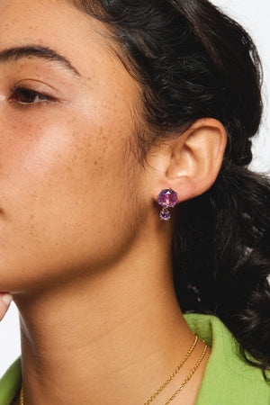 Lavender Diamantine Two Stone Clip-On Earrings