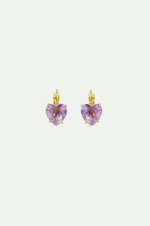 Lavender Diamantine Heart-Shaped Stone Sleeper Earrings