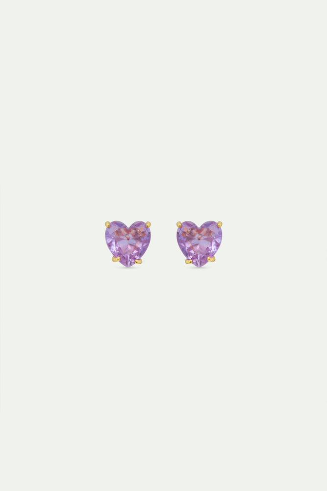 Lavender Diamantine Heart-Shaped Stone Post Earrings