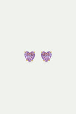 Lavender Diamantine Heart-Shaped Stone Post Earrings