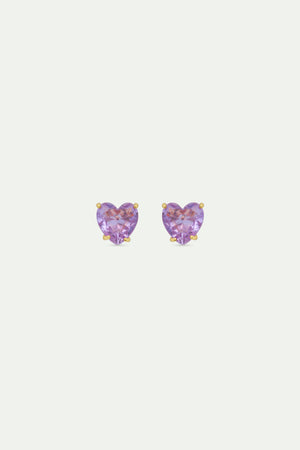 Lavender Diamantine Heart-Shaped Stone Post Earrings