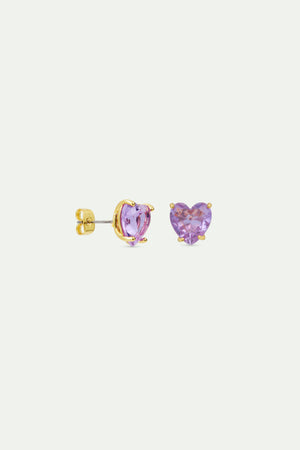 Lavender Diamantine Heart-Shaped Stone Post Earrings